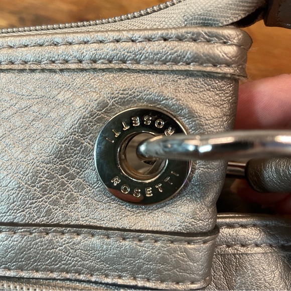 Rosetti Silver Metallic Satchel Shoulder Bag Faux Leather Braided Straps - Picture 13 of 14